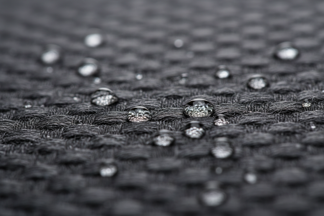 Water beading on nano-coated fabric textile surface